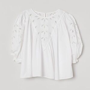 H&M cutwork embroidered cotton blouse.